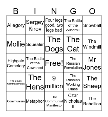 Animal Farm Bingo! Bingo Card