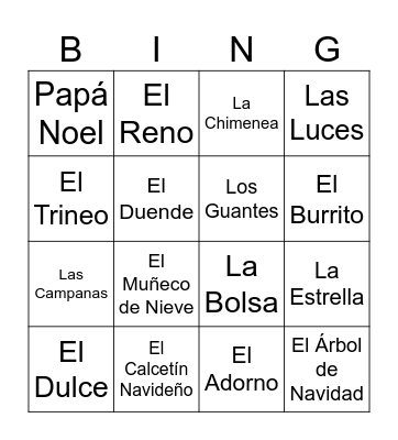 Lotería Navideña Bingo Card