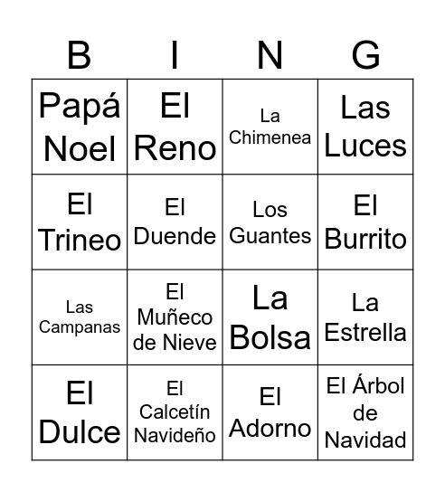 Lotería Navideña Bingo Card