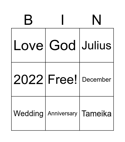 The Watson's Bingo Card