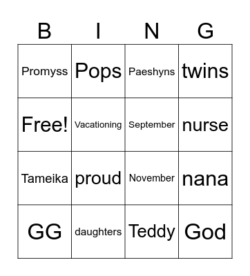 Forever US Bingo Card