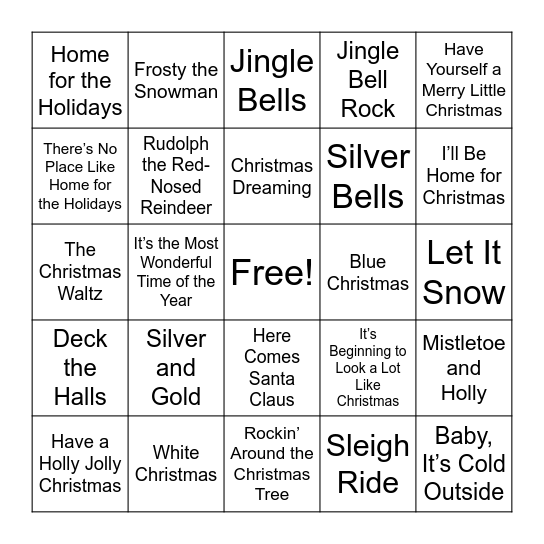 Classic Christmas Bingo Card