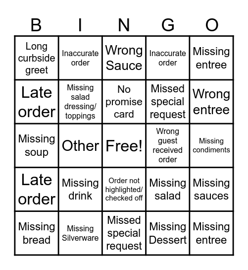 ToGo Bingo Card