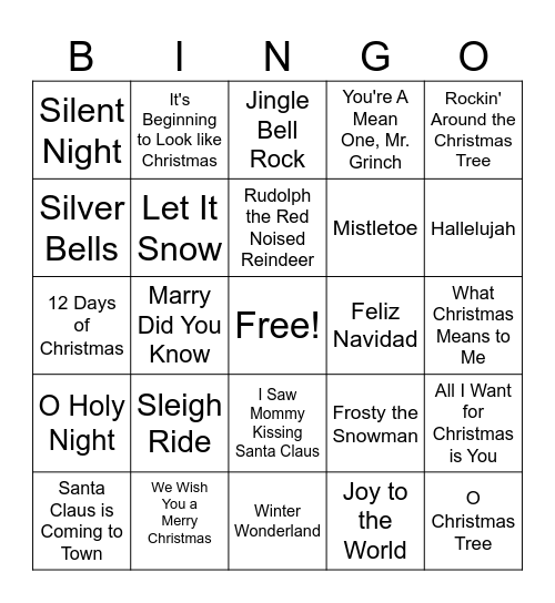 Christmas Bingo Card