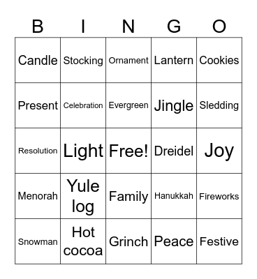 Holiday Bingo Card