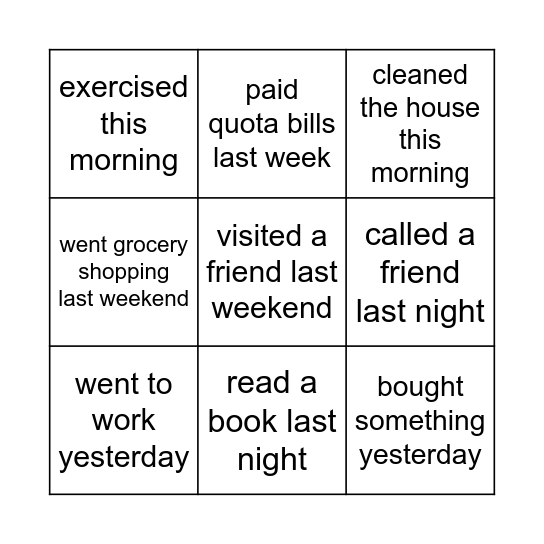 BINGO! Bingo Card