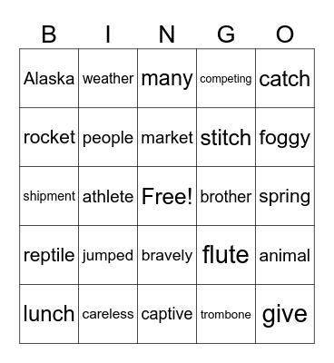 Fundations Bingo Card