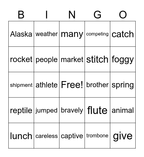 Fundations Bingo Card