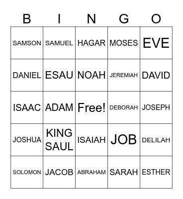 OLD TESTAMENT PEOPLE Bingo Card