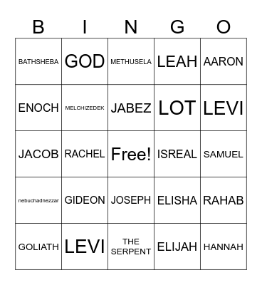 OLD TESTAMENT PEOPLE 2 Bingo Card