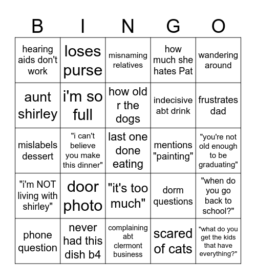 Mimi Bingo Card