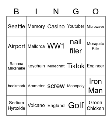 Infinite craft Bingo Card