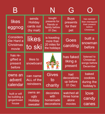 Virtual Holiday CBingo Card