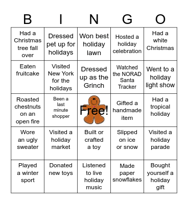 Have You Ever - Holiday Bingo Card