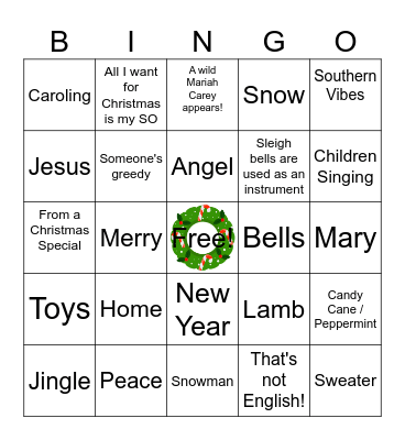 Christmas Song Bingo! Bingo Card