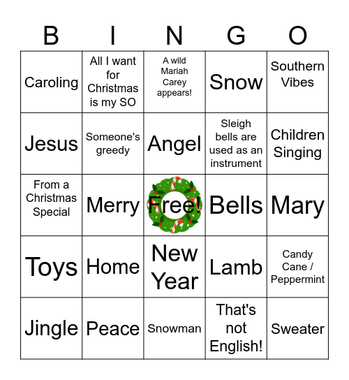 Christmas Song Bingo! Bingo Card