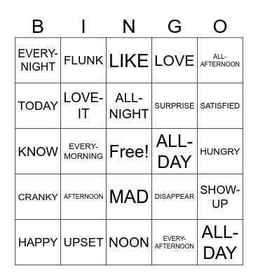 UNIT 6 (LESSONS 1 & 2) Bingo Card