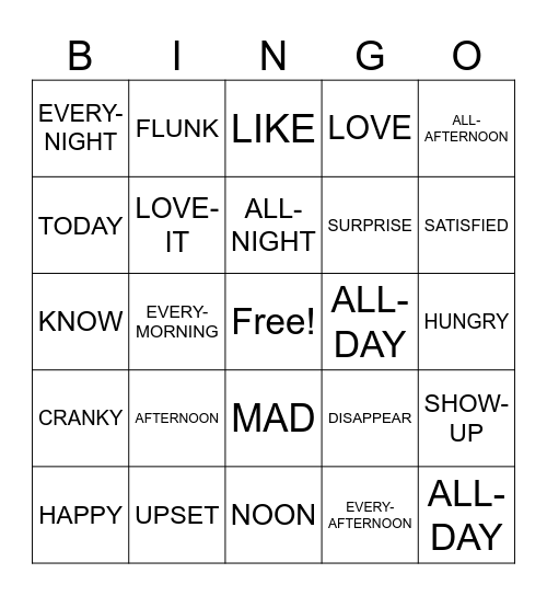 UNIT 6 (LESSONS 1 & 2) Bingo Card