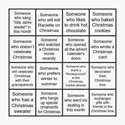 Christmas Bingo Card