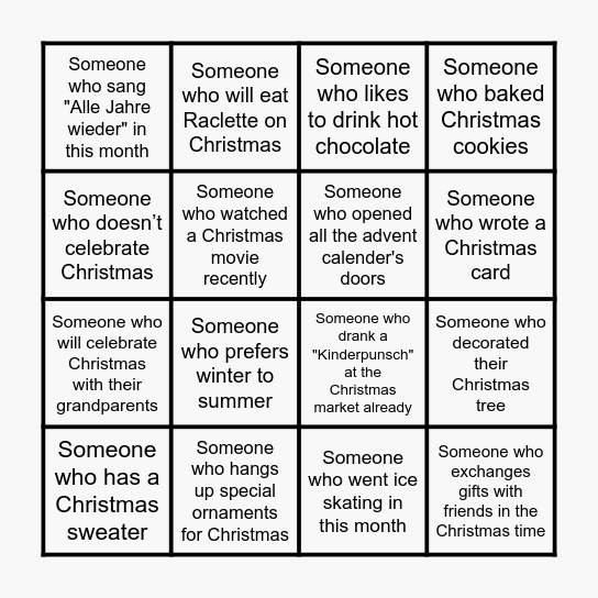Christmas Bingo Card