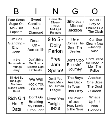 Throwback Bingo Card