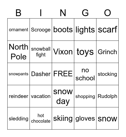 WINTER FUN Bingo Card