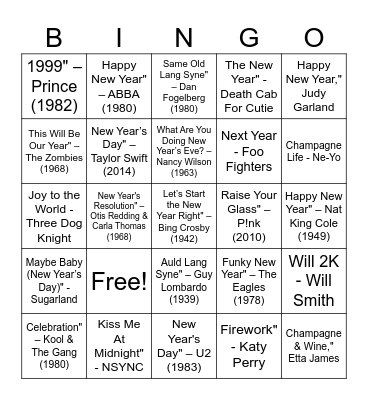 2026 Ball Drop & Bop Bingo Card