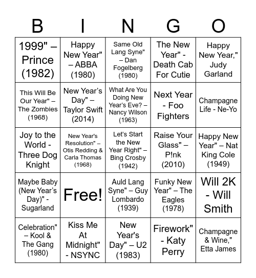 2026 Ball Drop & Bop Bingo Card