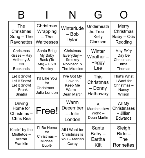 Merry Mistletoe Bingo Card