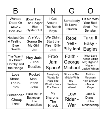 Throwback Bingo #2 Bingo Card