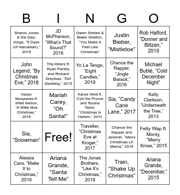 Newer Navidads Bingo Card