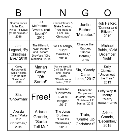 Newer Navidads Bingo Card