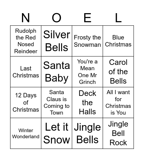 SHUFFLE Bingo Card