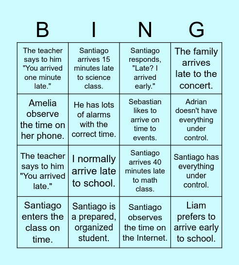 Tarde - Translations Bingo Card
