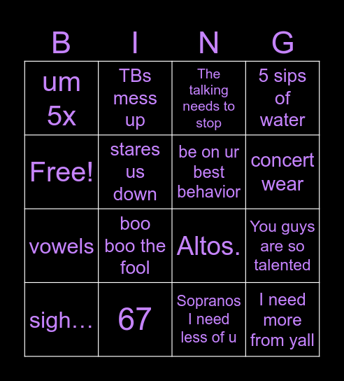 Shearer Bing Bingo Card