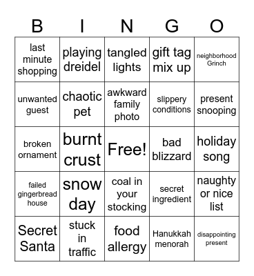 Winter Communication Bingo Card