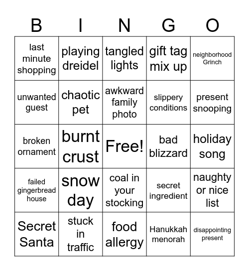 Winter Communication Bingo Card