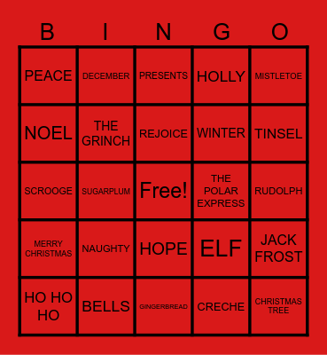 CHRISTMAS BINGO!! Bingo Card