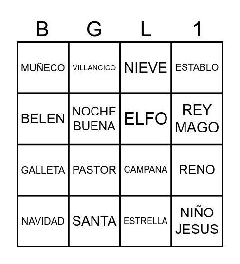 BINGO BGL NAVIDEÑO Bingo Card