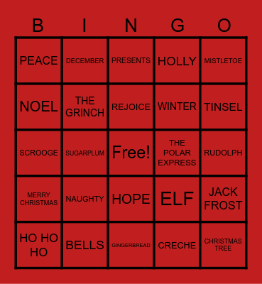 CHRISTMAS BINGO!! Bingo Card