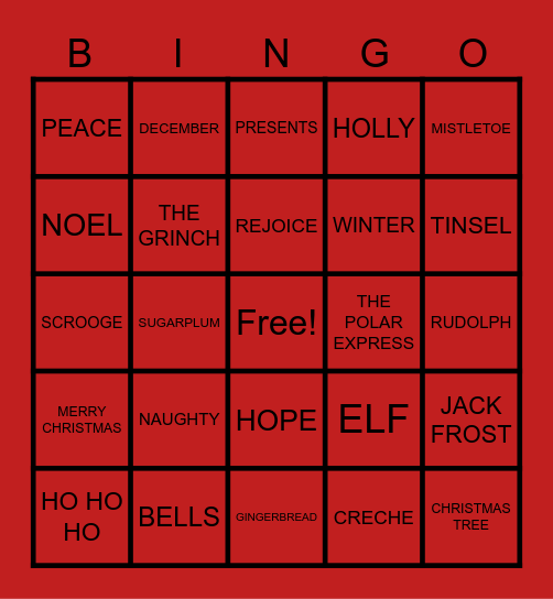 CHRISTMAS BINGO!! Bingo Card