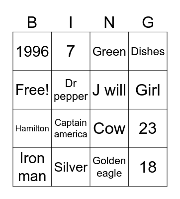 Abbiee’s Bday🎂 Bingo Card
