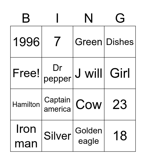Abbiee’s Bday🎂 Bingo Card
