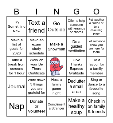 Winter Wellness Bingo Card