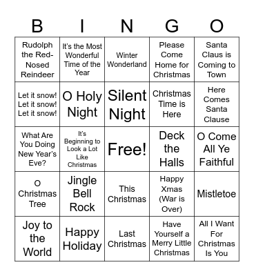 Christmas Music Bingo! Bingo Card