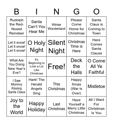 Christmas Music Bingo! Bingo Card