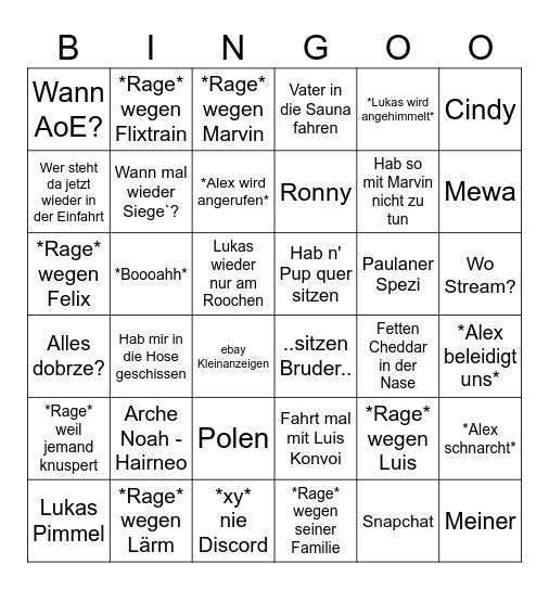 Lexi Bingo Card