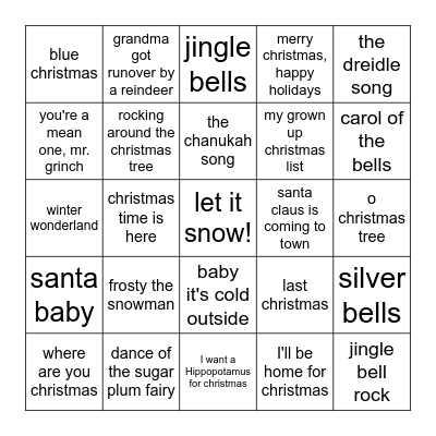 'Tis the Season Bingo Card
