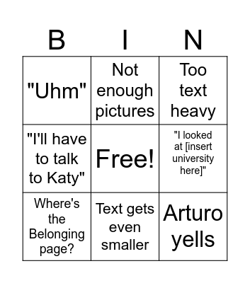 President's Office Meeting Bingo Card