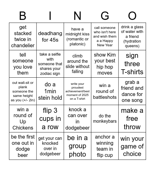 NEW YEAR'S EVE Bingo Card